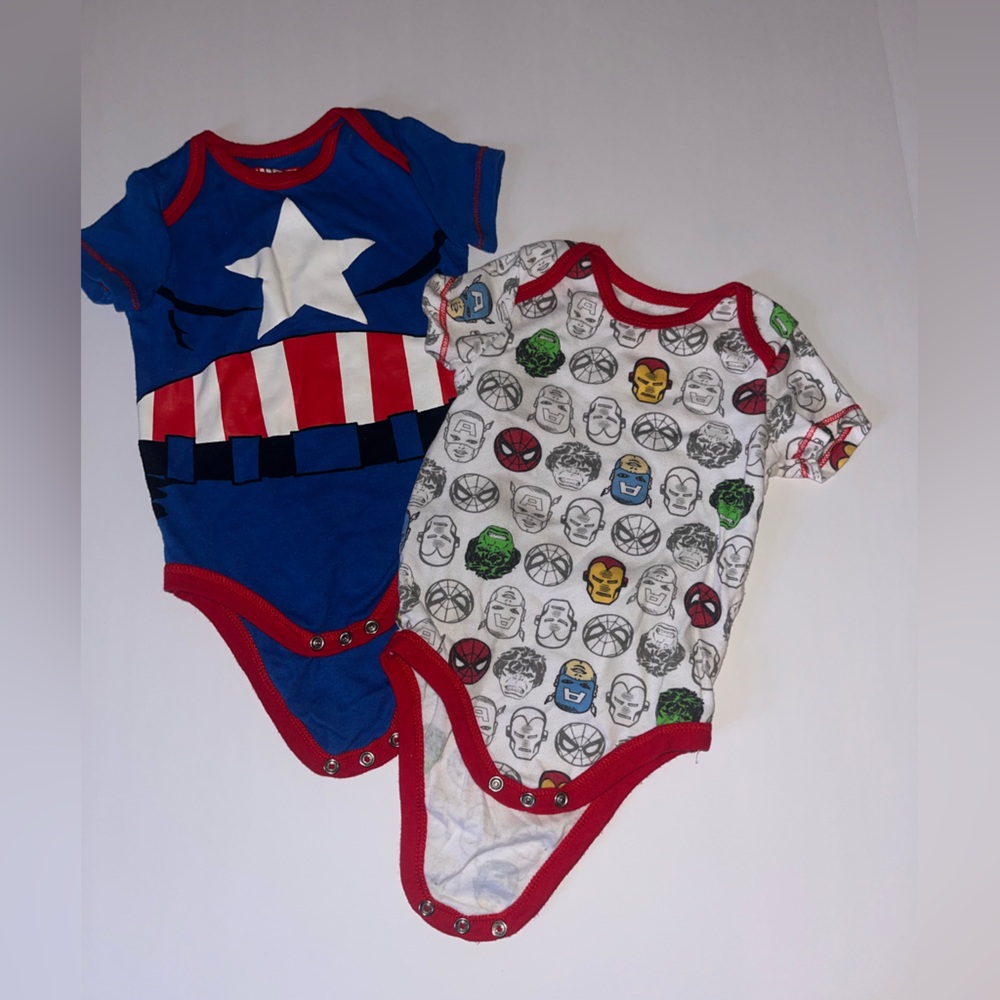 Marvel Baby Bodysuits in White with Red Trim